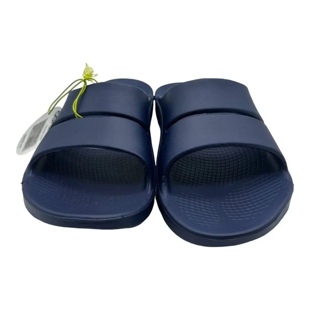 OOFOS OOahh Comfort Slide Sandals Men's Size 13 Navy Blue Slip On NWT‎ B Grade